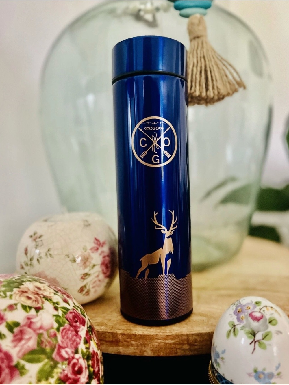 Blue Stainless Steel Deer Thermal Bottle